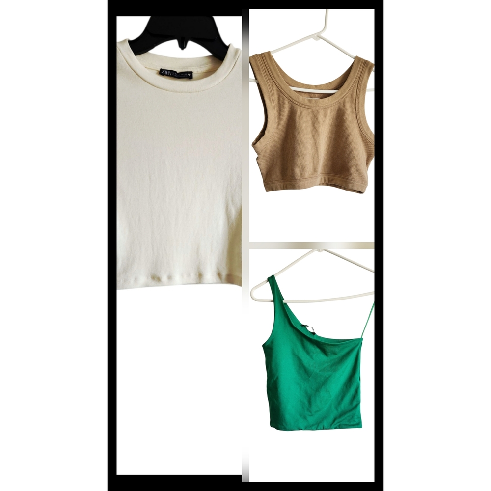 1.Zara Long Sleeve Crop Top. 2 Tank Top.3 One shoulder Tank Top